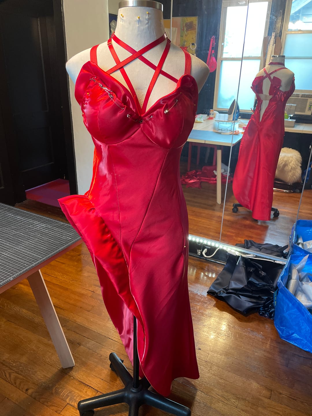 Customer photo review of Red Liquid Bridal Satin