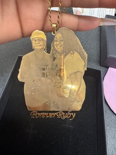 Ruby P. review of Custom Photo Engraved Pendant Necklace image 1 out of 2