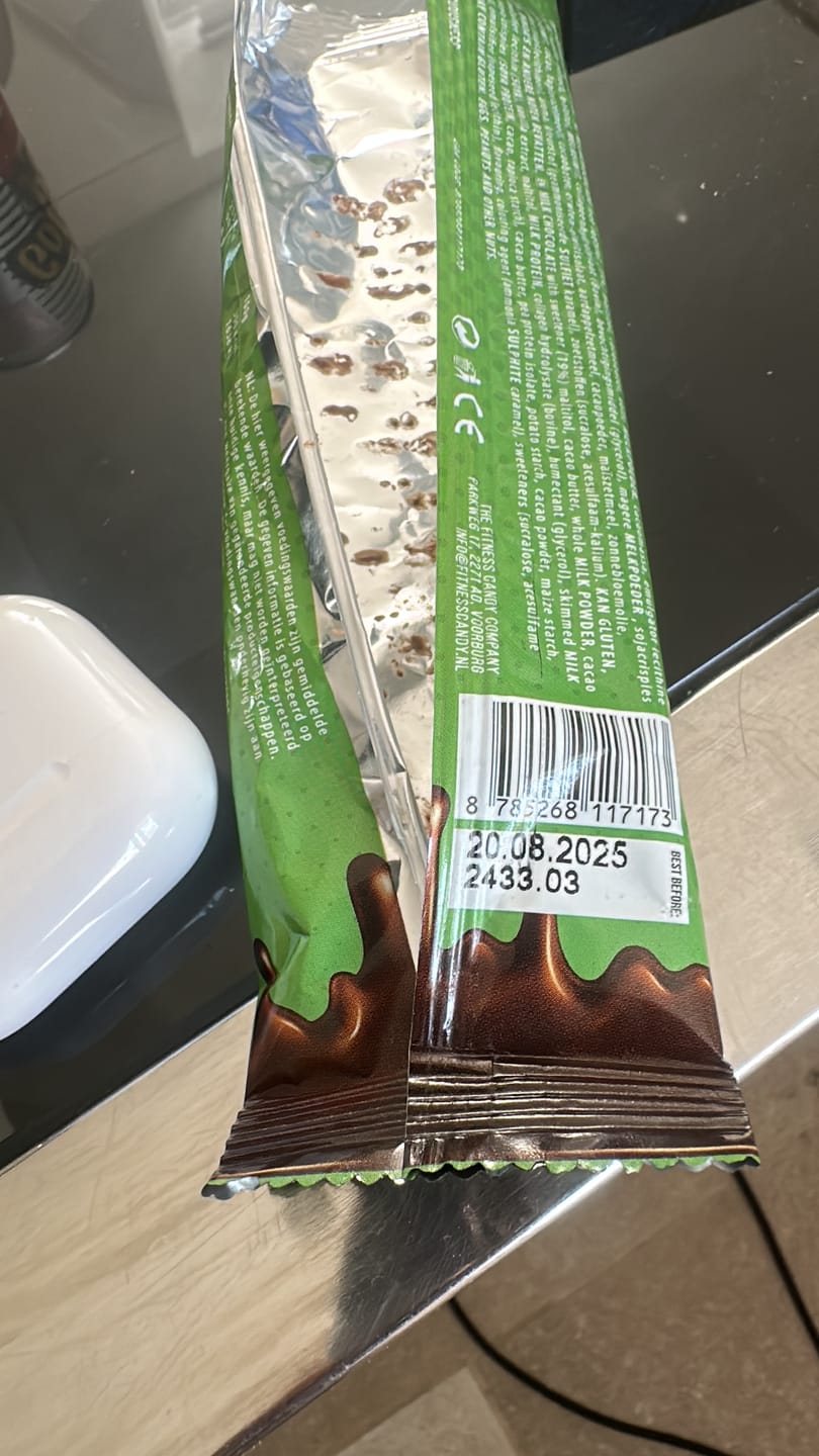 Customer photo review of FITNESS CANDY Milky Chocolate & Hazelnut (THT 20-08-2025)