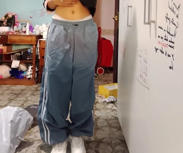 Customer photo review of Wide Leg Striped Joggers