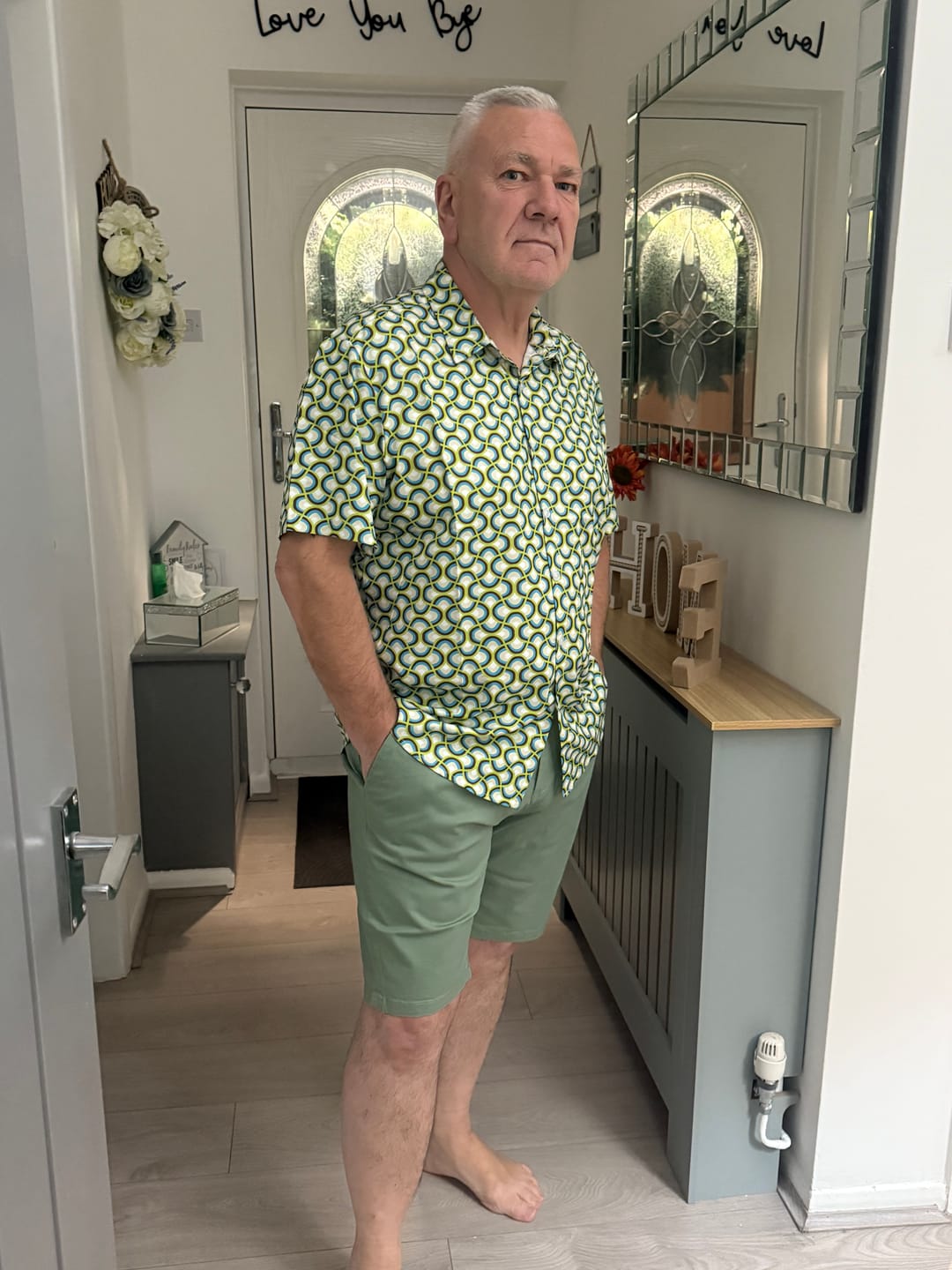 Customer photo review of Men's Green Cool Summer Beach Short Sleeve Shirt