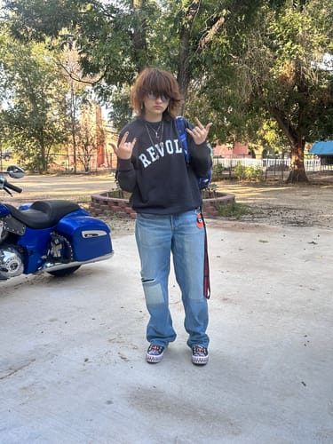 Customer photo review of Revolt College Crewneck Sweatshirt