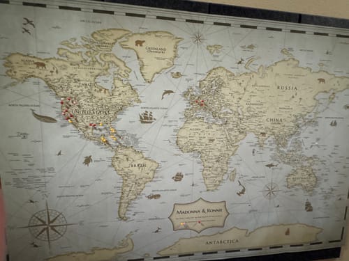 Customer photo review of Pinnable World Journey Map • Vintage Explorer