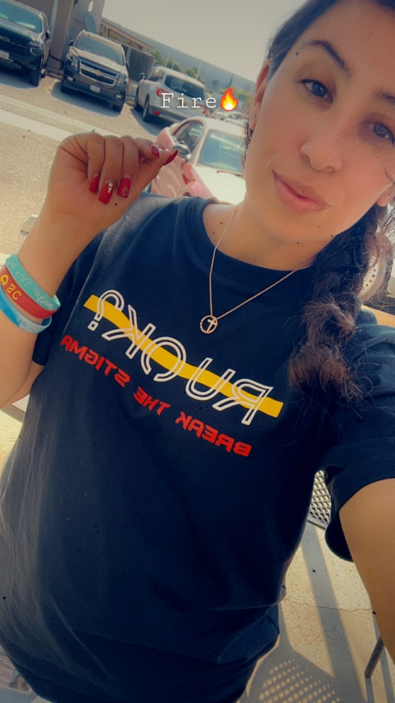 Customer photo review of Stigma-Breaking Tee- Gold Line