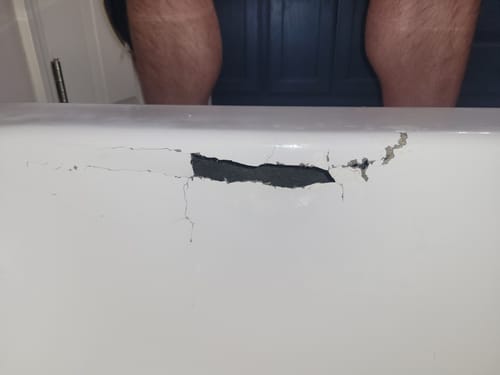 Customer photo review of Large Wall Damage - Tub and Shower Repair Kit