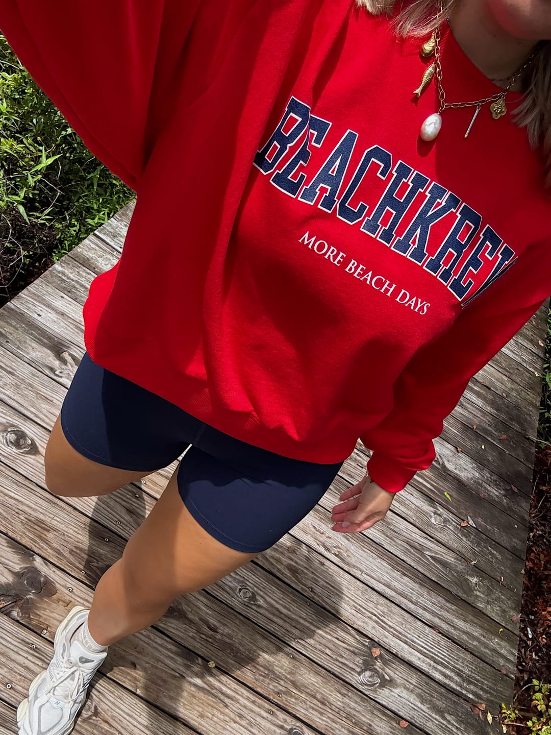 Customer photo review of VARSITY BURGEE TERRY CREWNECK - CHERRY