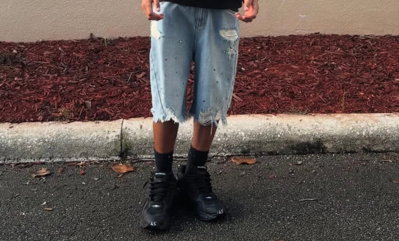 Customer photo review of Aelfric Eden Rhinestone Application Jorts