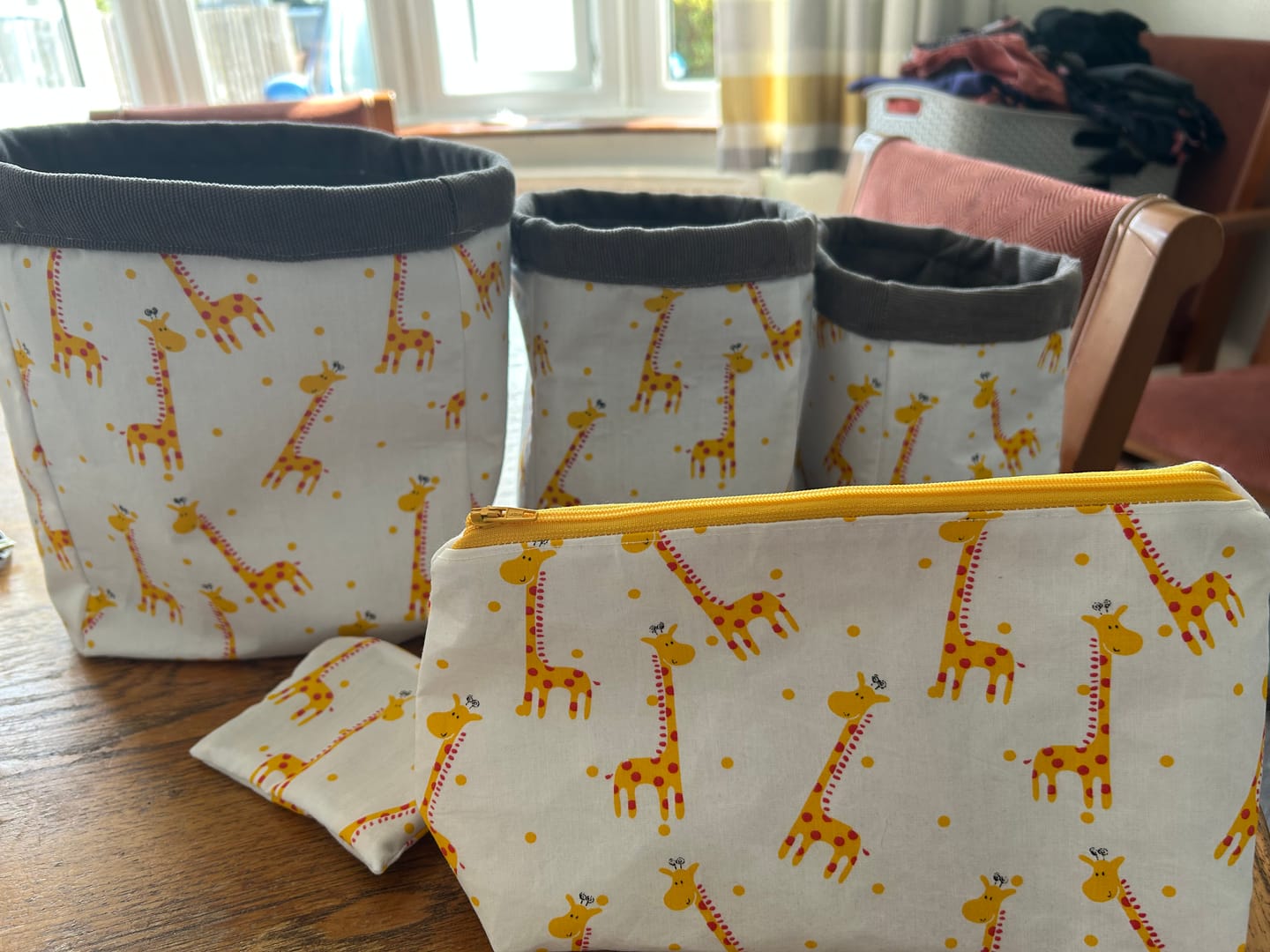 Customer photo review of Giraffes on White Polycotton Fabric