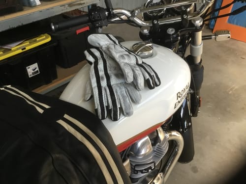 Customer photo review of *NEW* 'Racer' Gloves | Retro Motorbike Gauntlet Gloves | Perforated White Leather