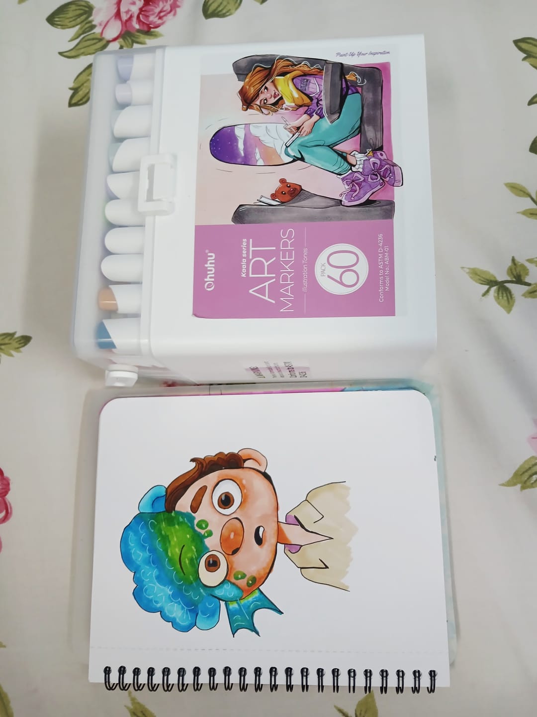 Customer photo review of Ohuhu Kaala Dual Tips Alcohol Art Markers- 60 Colors Illustrations