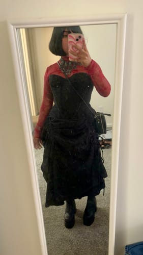 Customer photo review of Irregular Hem A-Line Skirts