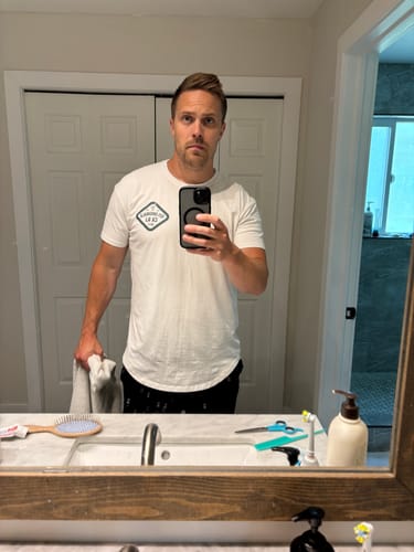 Customer photo review of TRIFECTA DROP-CUT T-SHIRT - WHITE