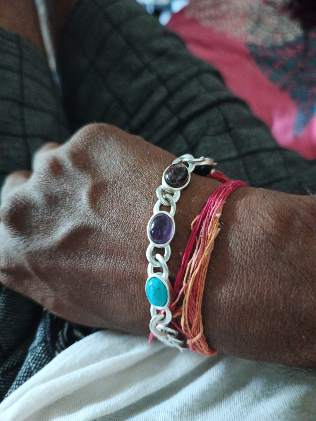 Customer photo review of 7 Gemstones Chakra Balancing Bracelet,  Silver Plated, For Men