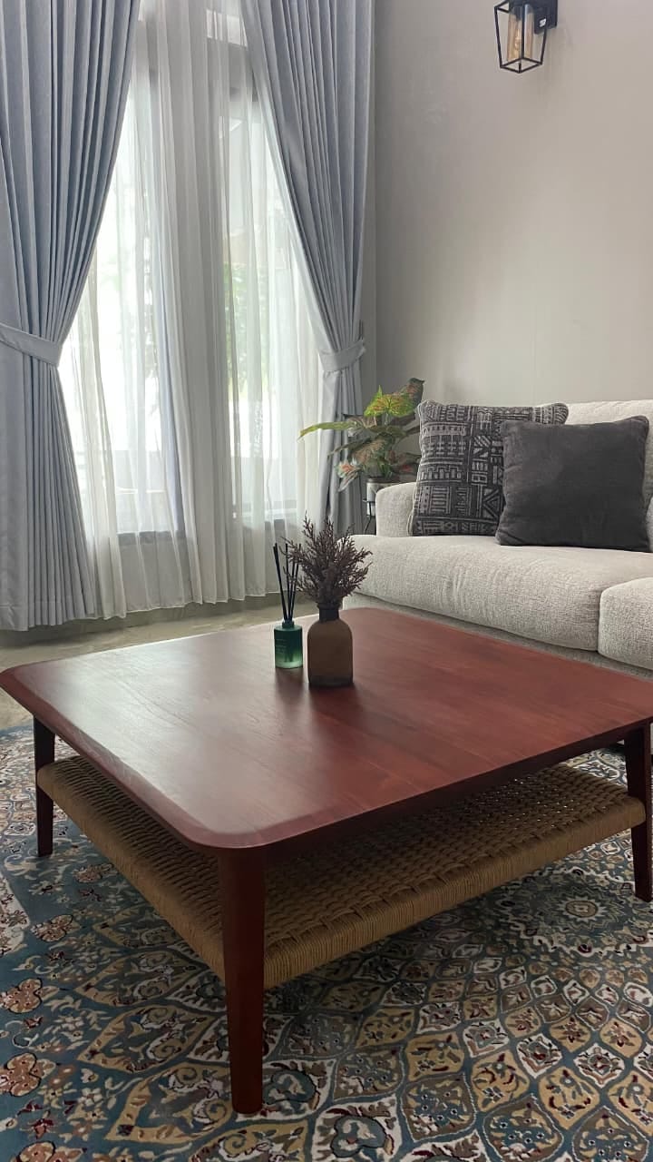 Customer photo review of Square Coffee Table in Premium Teak & Loom