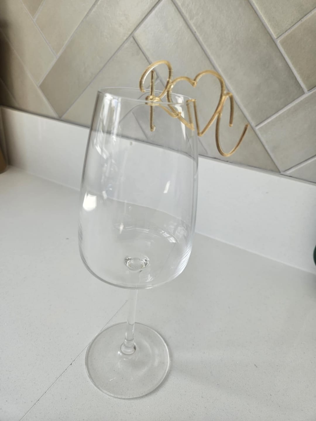 Customer photo review of Wedding Initials Drink Charm
