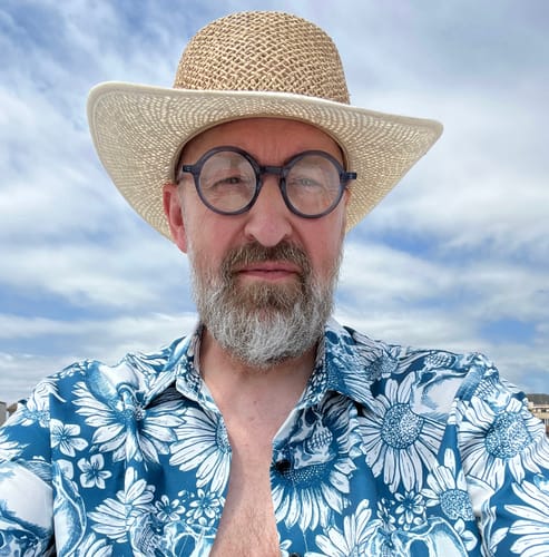 Customer photo review of Men's Skull Sunflower Button Up Short Sleeve Art Flower Blue Rock and Roll Hawaiian Shirt