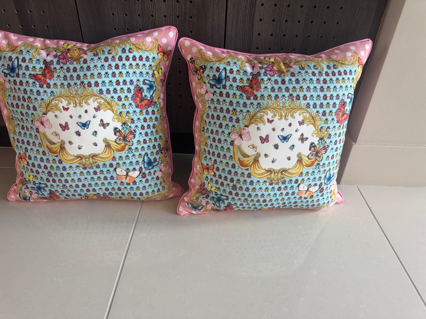Customer photo review of Butterflies Pink Polka Dot Fabric by the Metre