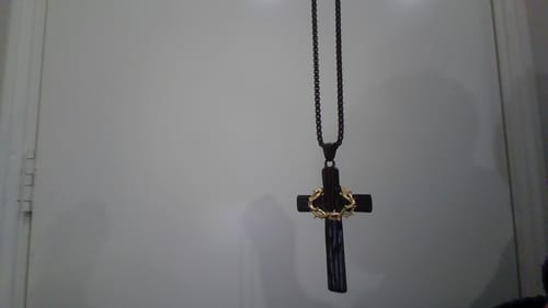 Customer photo review of Christianartworkshop Modern Style Jesus Crown Of Thorns Cross Sacred Protection Pendant Necklace