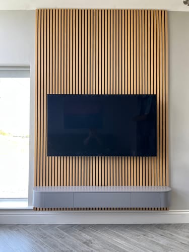 Customer photo review of Wooden Wall Panel | Rustic Oak | Premium 3-sided Wood Veneer