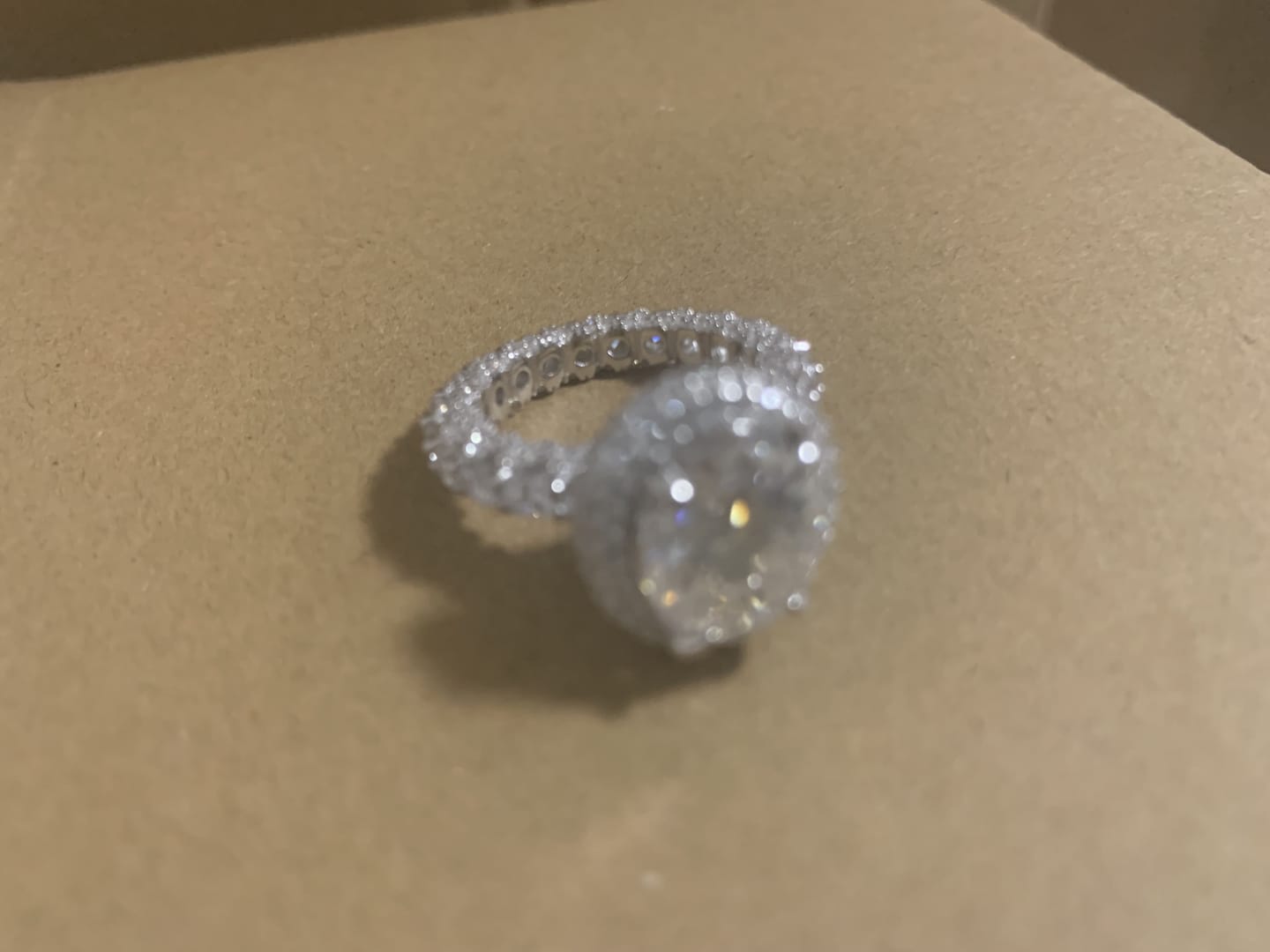 Customer photo review of Gorgeous Hidden Halo Oval Cut 4.0ct Engagement Ring In Sterling Silver
