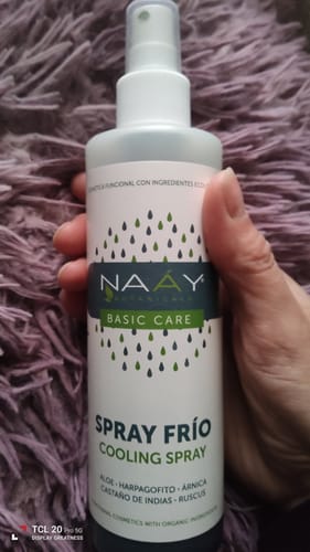 Customer photo review of Calming Spray Frío para dolor muscular, circulación y piernas cansadas