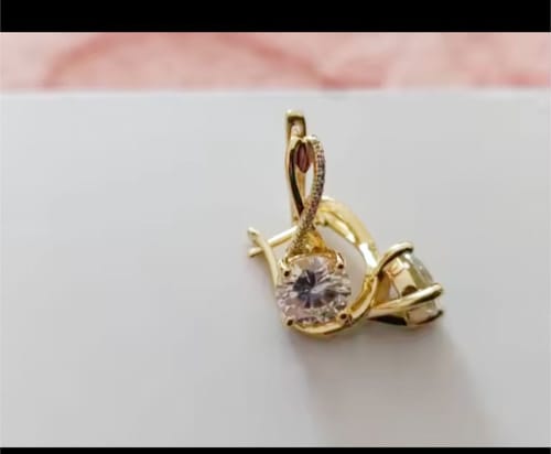 Customer photo review of Helen 14K Gold Plated Silver Moissanite Earrings