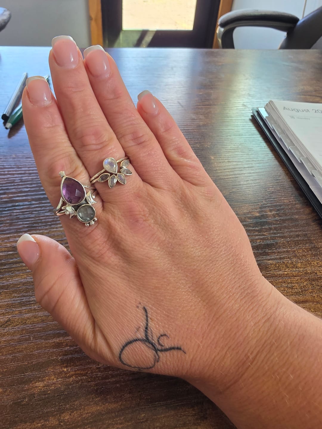 Customer photo review of Aquamarine & Amethyst Stars and Moon Ring