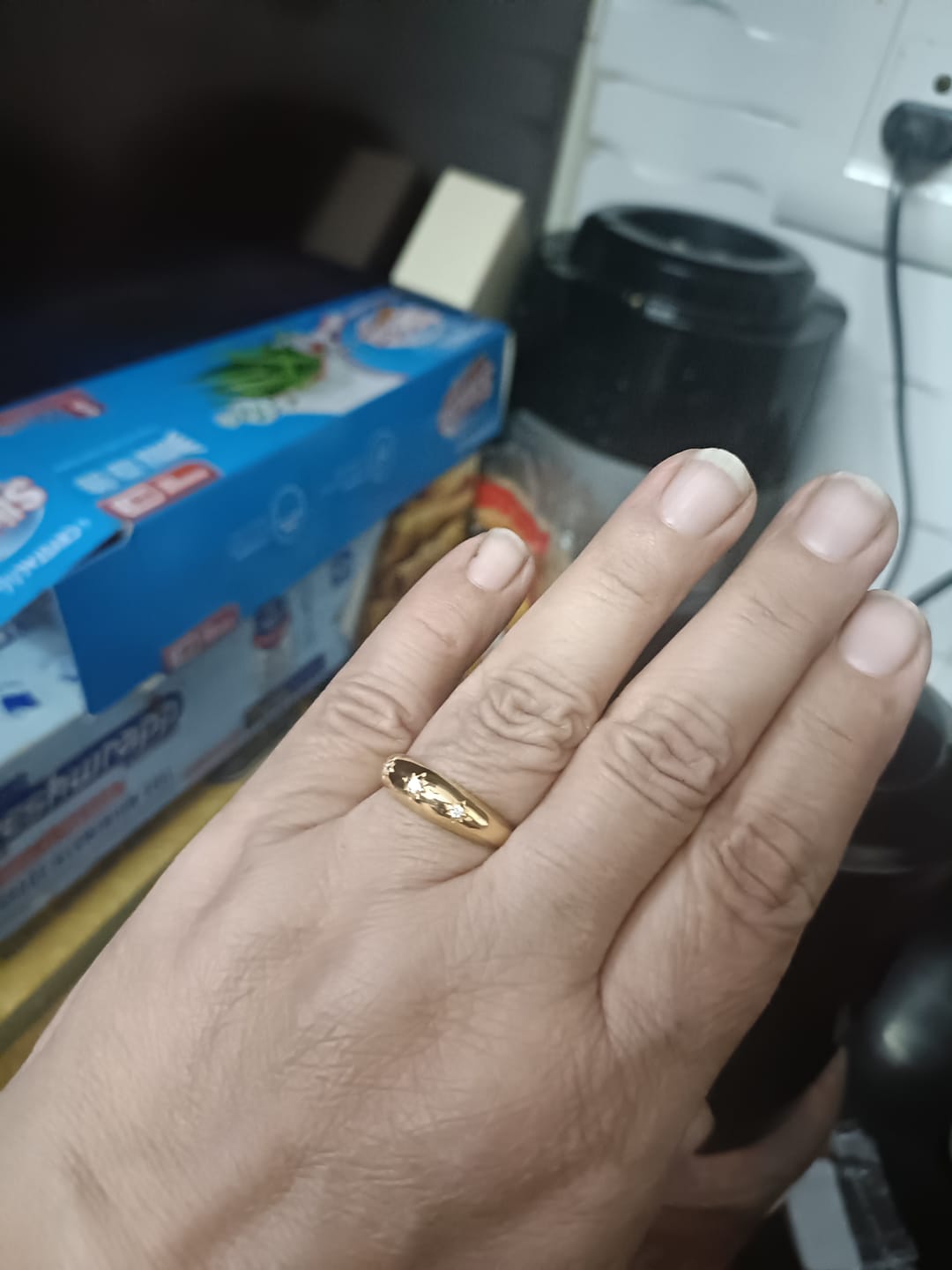 Customer photo review of Zirconia Croissant Gold Ring