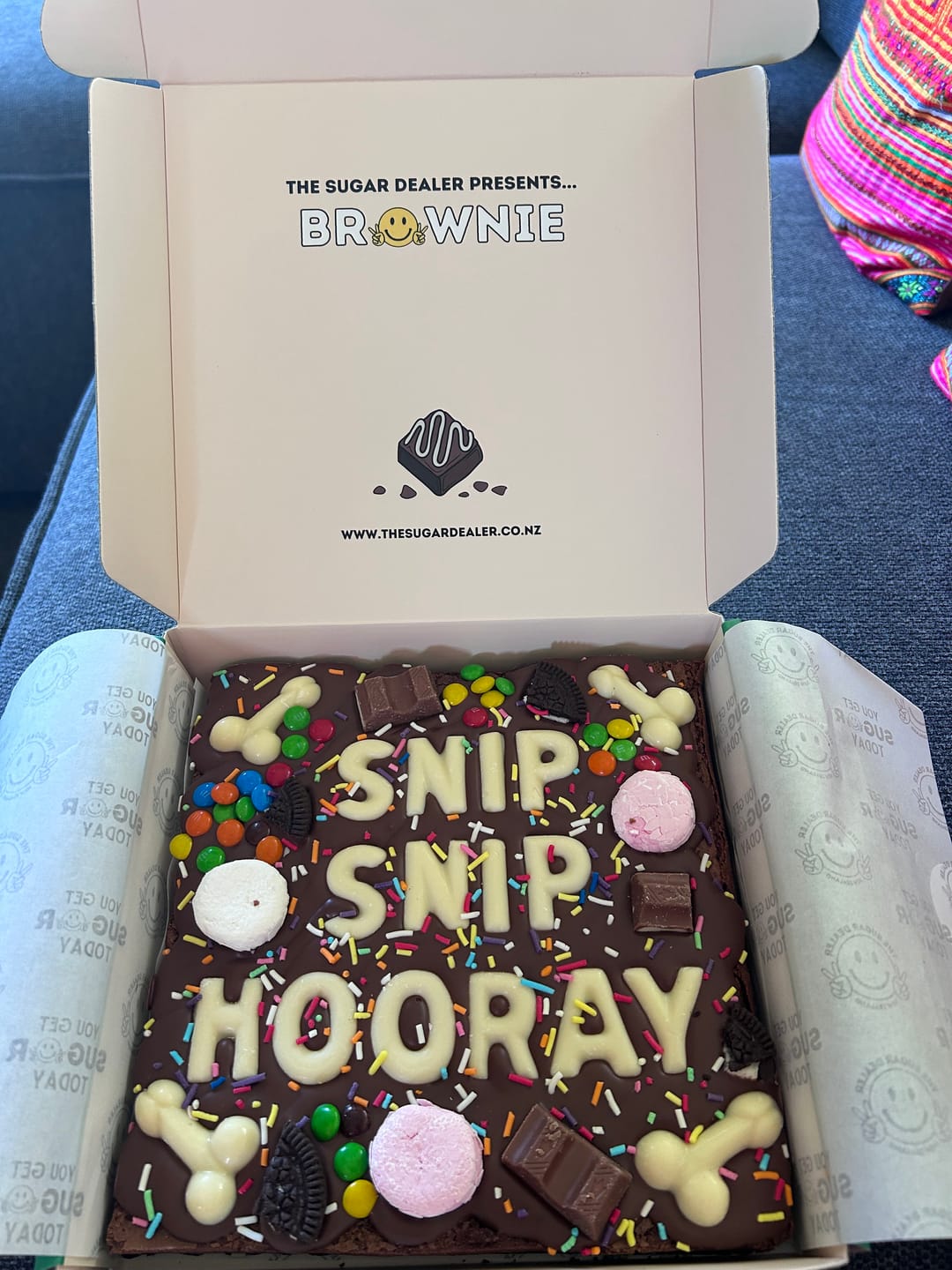 Customer photo review of Custom message birthday brownie
