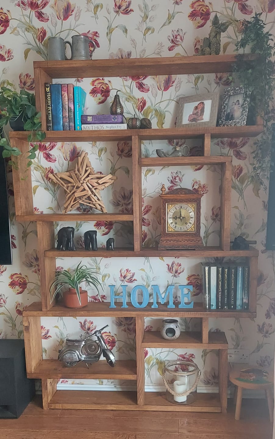 Customer photo review of Reclaimed Wood Bookcase - Rustic Shelving Unit | Scaffold Timber Furniture | Storage - Boxes
