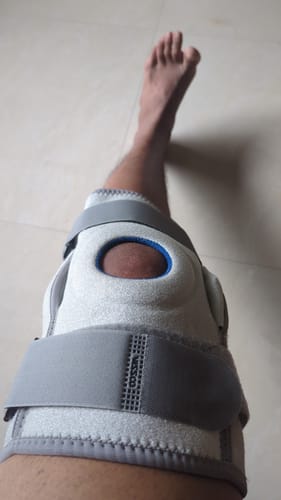 Customer photo review of Neoprene Hinged Knee Stabilizer | Ideal moderate support for knee stability with lateral and medial hinges| Color - Grey (Single Piece)