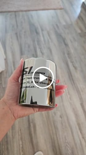 Customer video review of Chrom-Tasse Becher mit Logo Spiegel-Effekt Tasse mit Logo bedruckt 325ml Firmenlogo