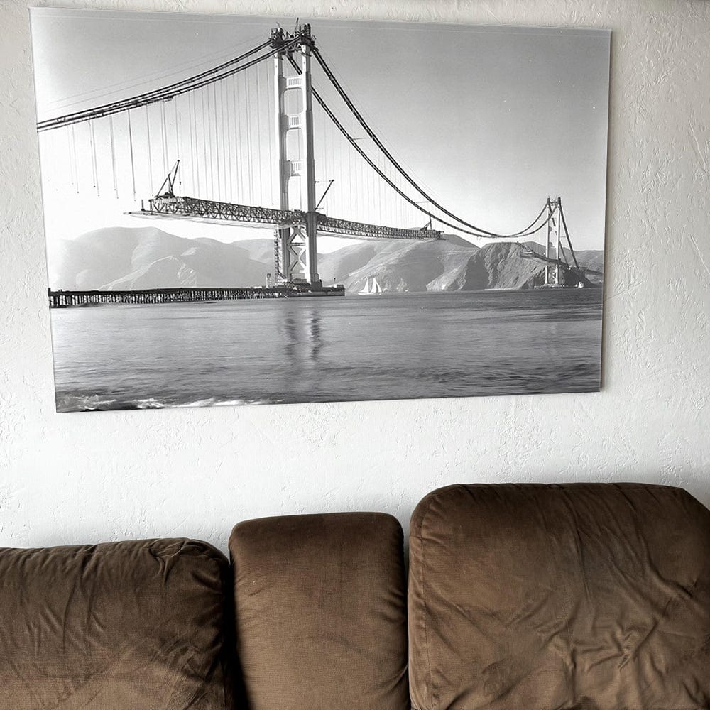 Customer photo review of San Francisco Old Golden Gate Bridge, Black and White, Vintage Wall Art, Canvas Print Wall Art Decor