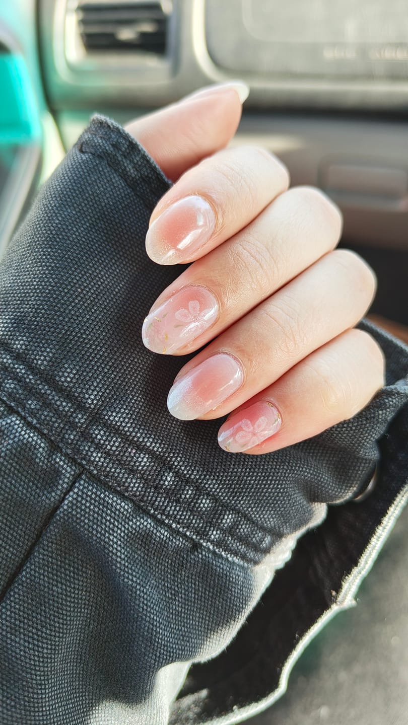 Customer photo review of Blushing Sakura DIY Semicured Gel Nail Sticker Kit (LIMITED EDITION)