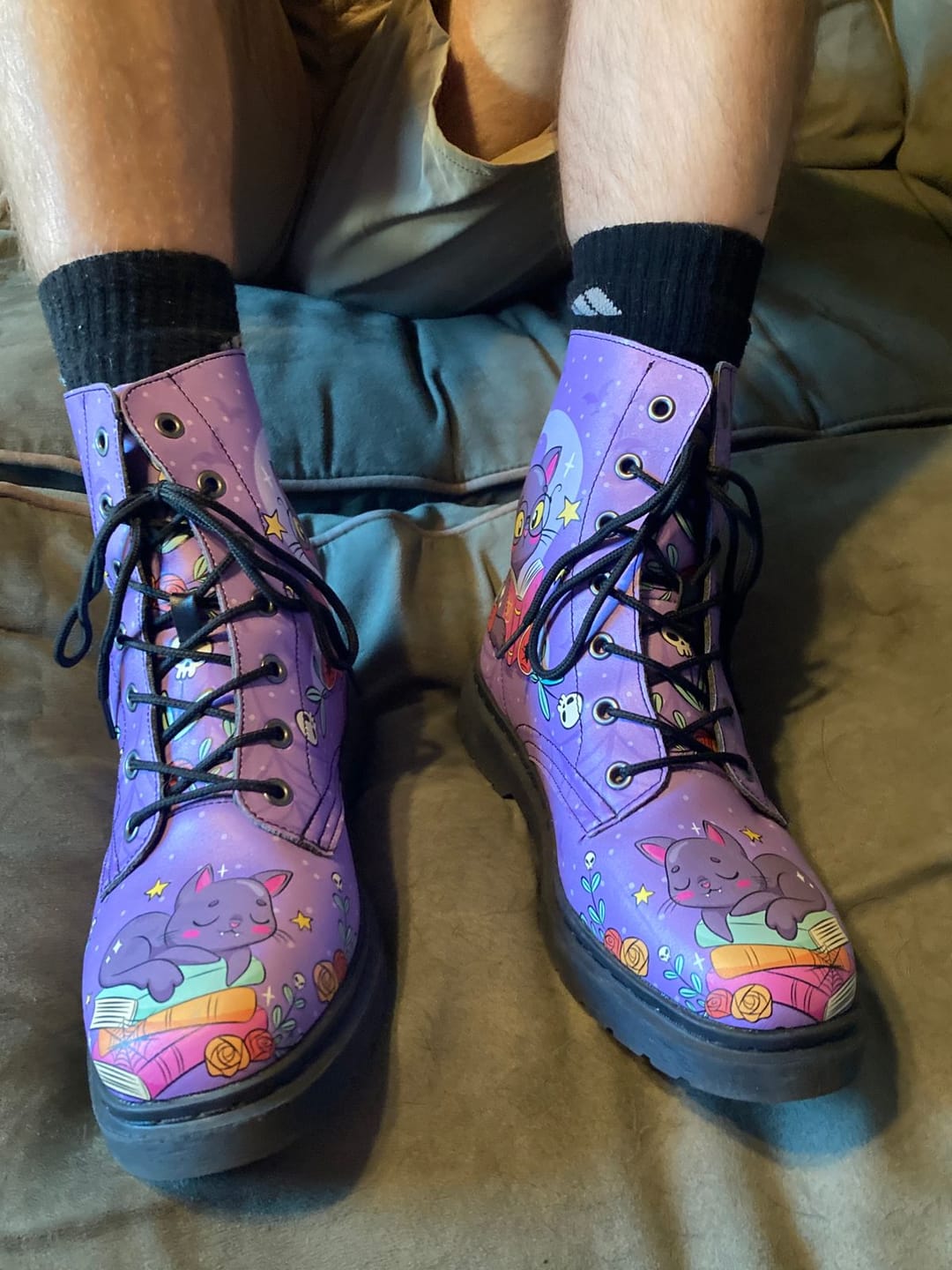 Customer photo review of Spellbound Cat Combat Boots