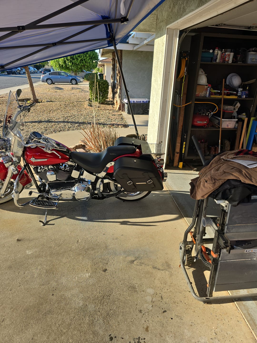 Customer photo review of 42L - Baldur Extra Large Leather Wrapped Motorcycle Hard Saddlebags for Harley Softail Heritage FLSTC/I