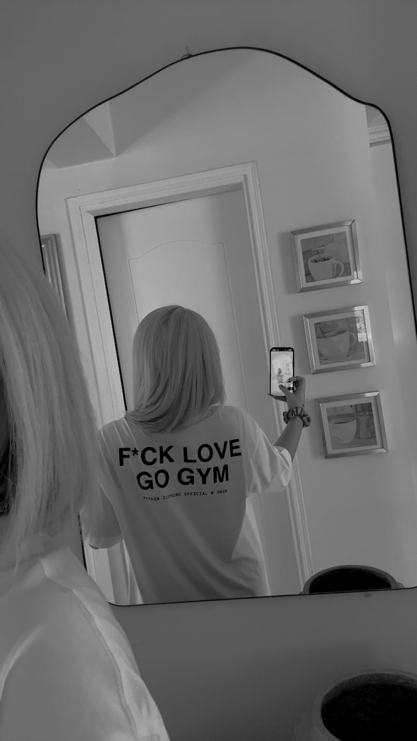 Customer photo review of F*CK LOVE GO GYM GRAPHIC T SHIRT - OVERSIZED