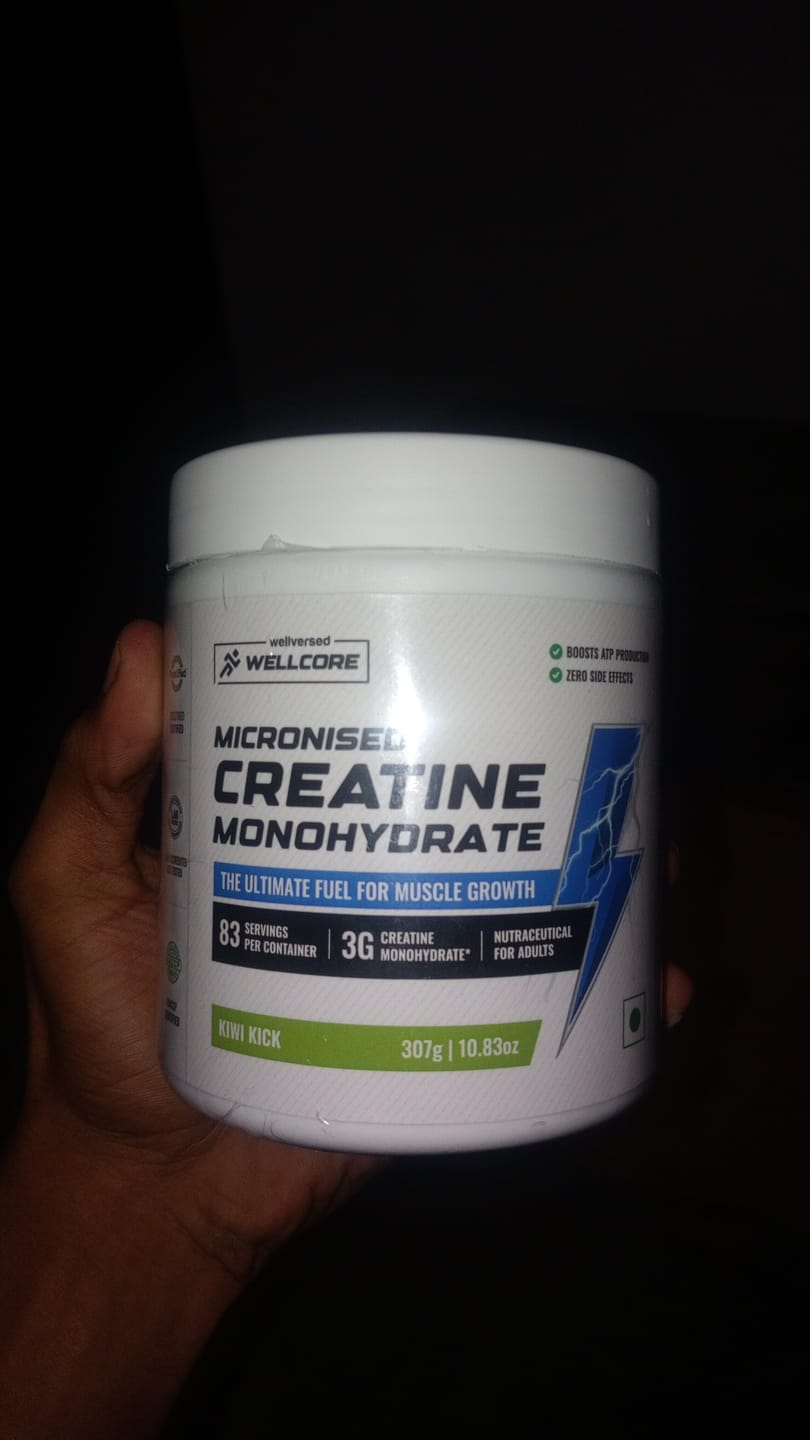 Customer photo review of Wellcore - Pure Micronised Creatine Monohydrate | Kiwi Kick (307g, 83 Servings)  + Premium Steel Shaker & Gym Vest