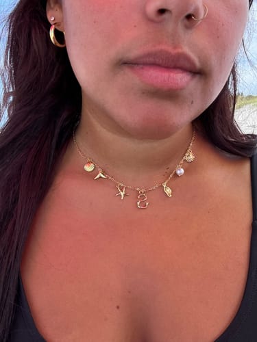 Customer photo review of GOLD OCEAN LETTER NECKLACE