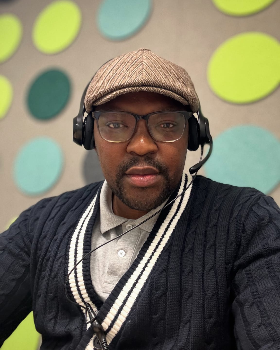 Customer photo review of Navy Blue & White Tennis Cardigan