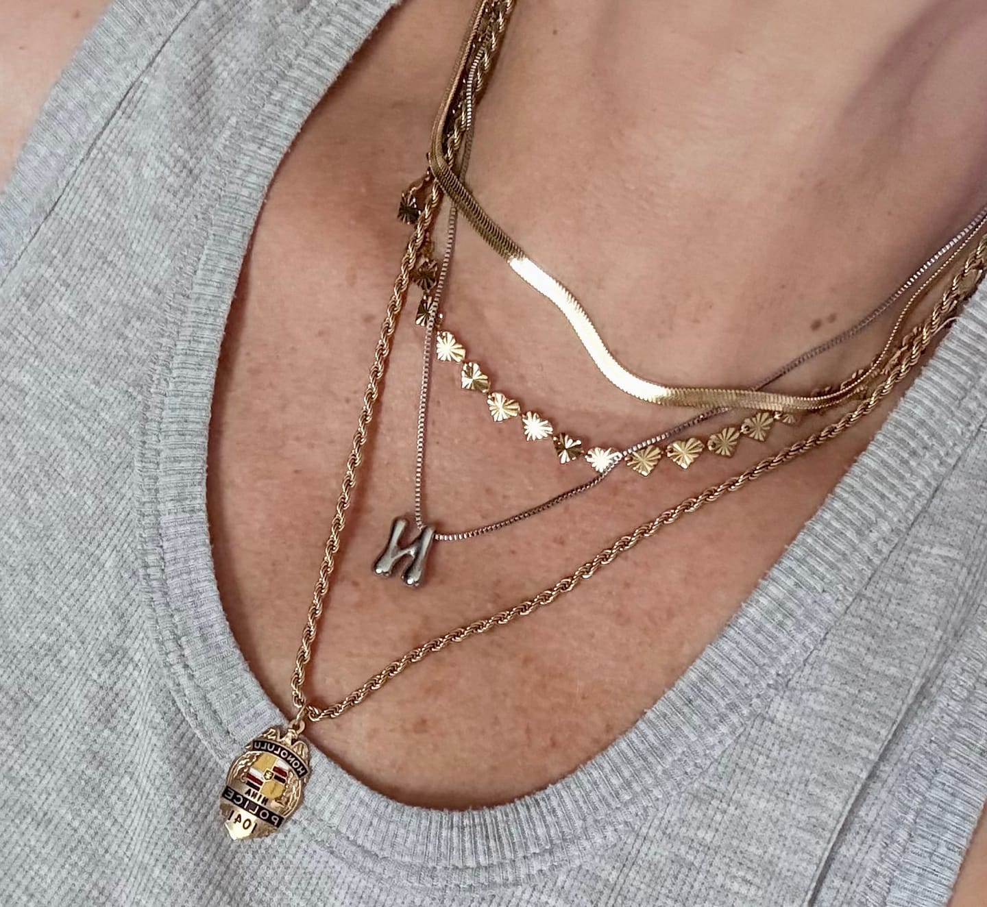 Customer photo review of Bubble Letter Necklace