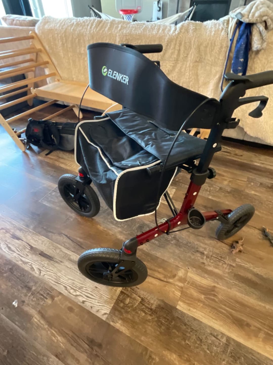 Customer photo review of KLD-9212 All Terrain Dual-Brake Rollator Walker 12" Wheels