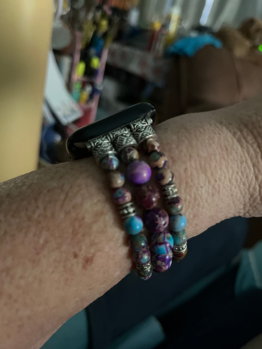 Customer photo review of Intense Jasper Stretch Apple Watch Strap