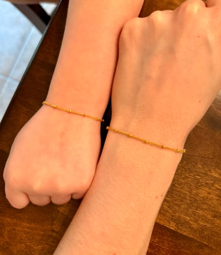 Customer photo review of Mommy & Me Halo Bracelet - 14K Gold Filled (Newborn to Adult)