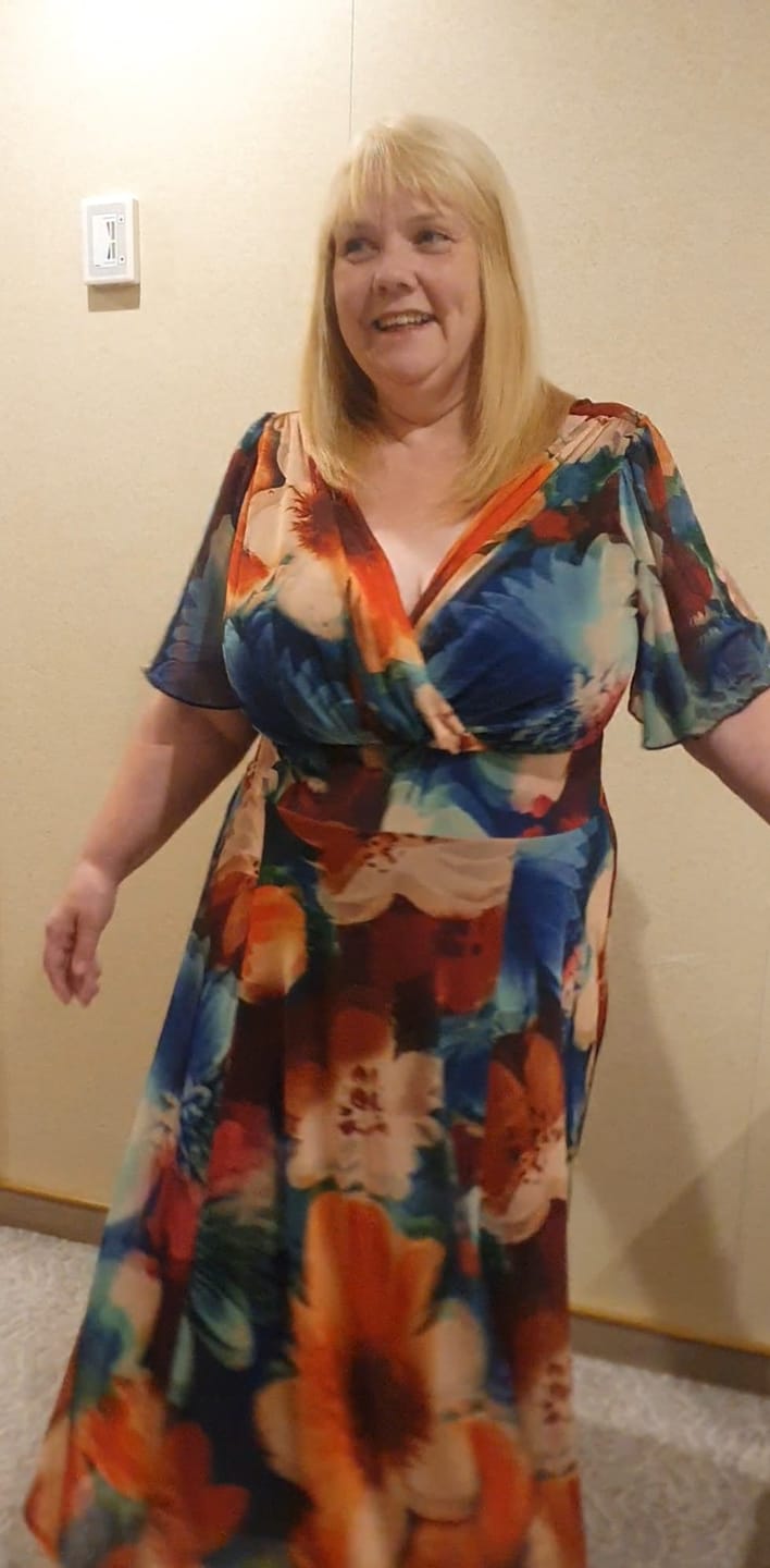 Customer photo review of Isabelle Blue Rust Float Sleeve Maxi Dress
