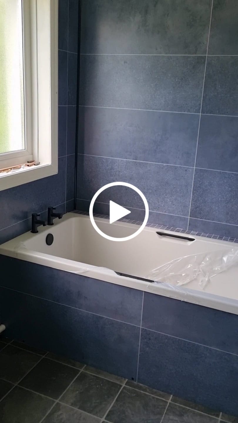 Customer video review of 10mm Roman Blue Mosaic Matt Shower Panel 1M x 2.4M