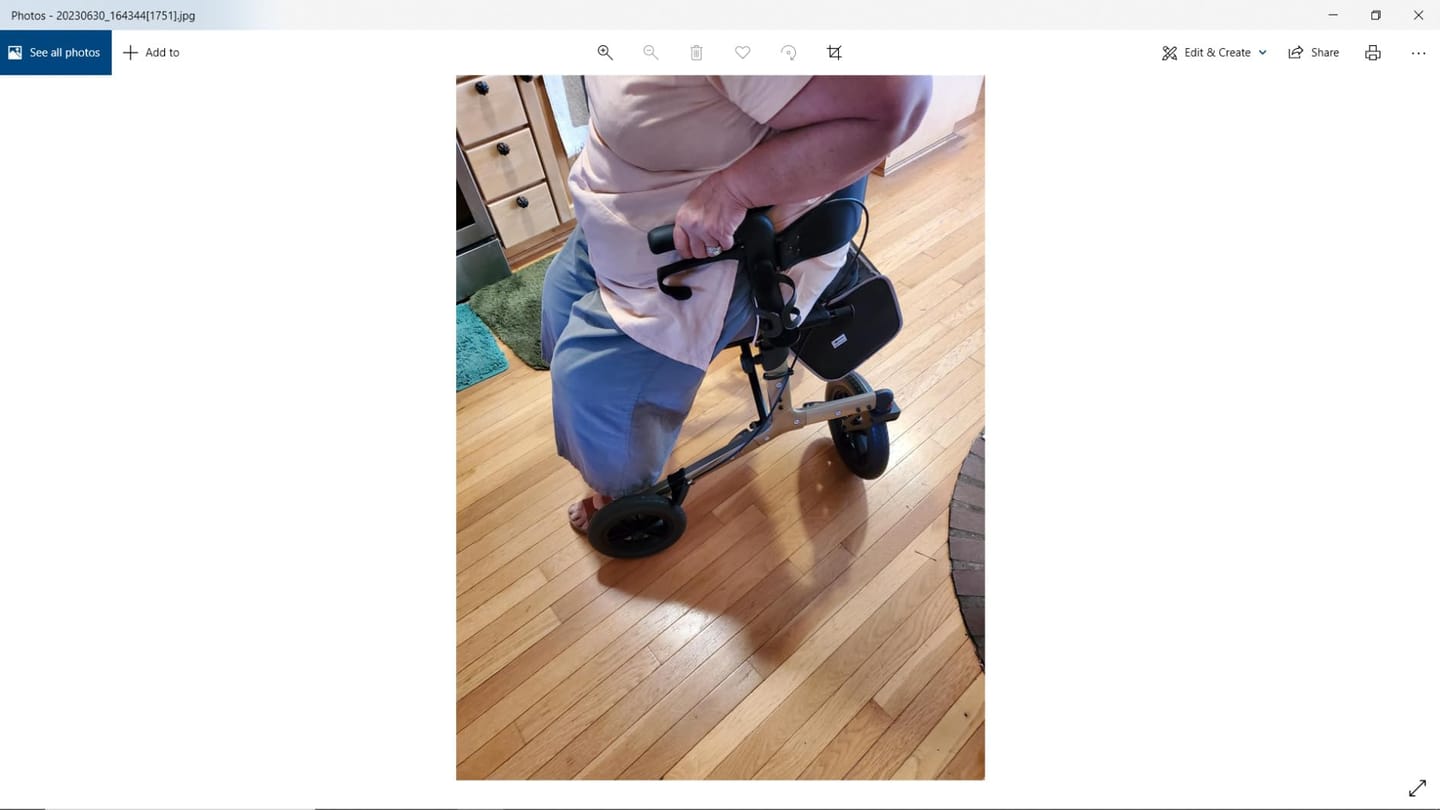 Customer photo review of KLD-9212 All Terrain Dual-Brake Rollator Walker 12" Wheels