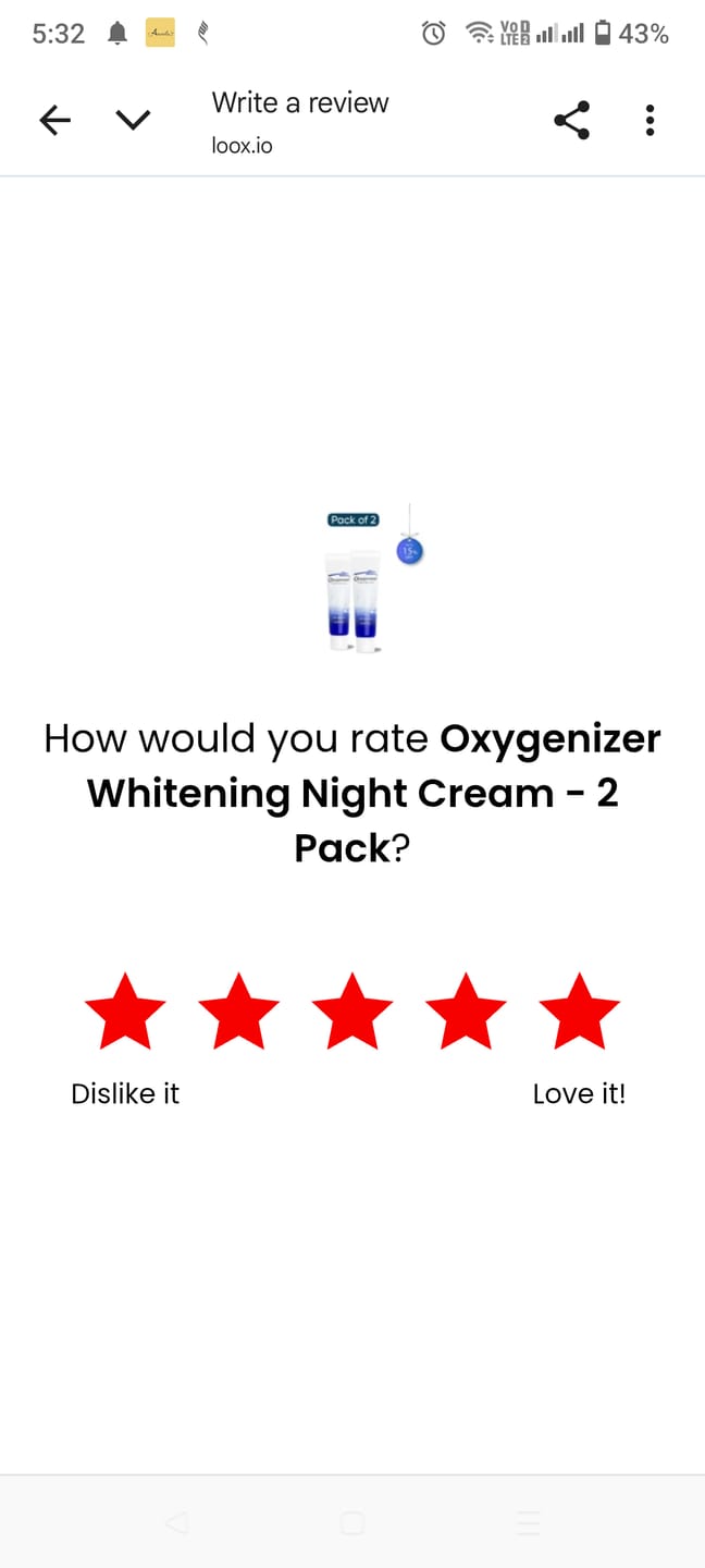 Customer photo review of Oxygenizer Whitening Night Cream - 2 Pack