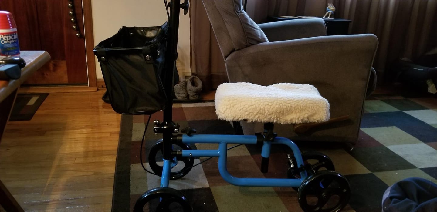Customer photo review of MT-9251 Best Value Steerable Medical Knee Walker with 10" Wheels