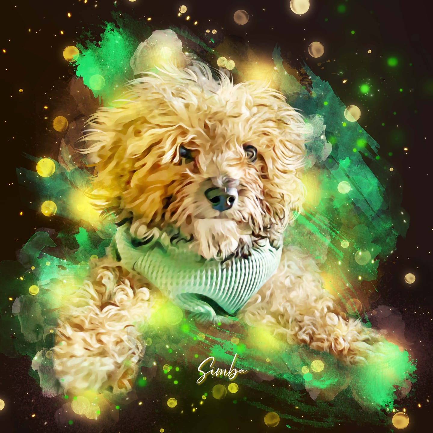 Customer photo review of Custom Neon Watercolor Pet Portrait – Aesthetic Neon Style (AN)